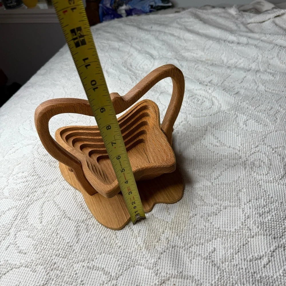 Vintage Butterfly Collapsible Wooden Basket Folding Trivet Handcrafted Wood‎